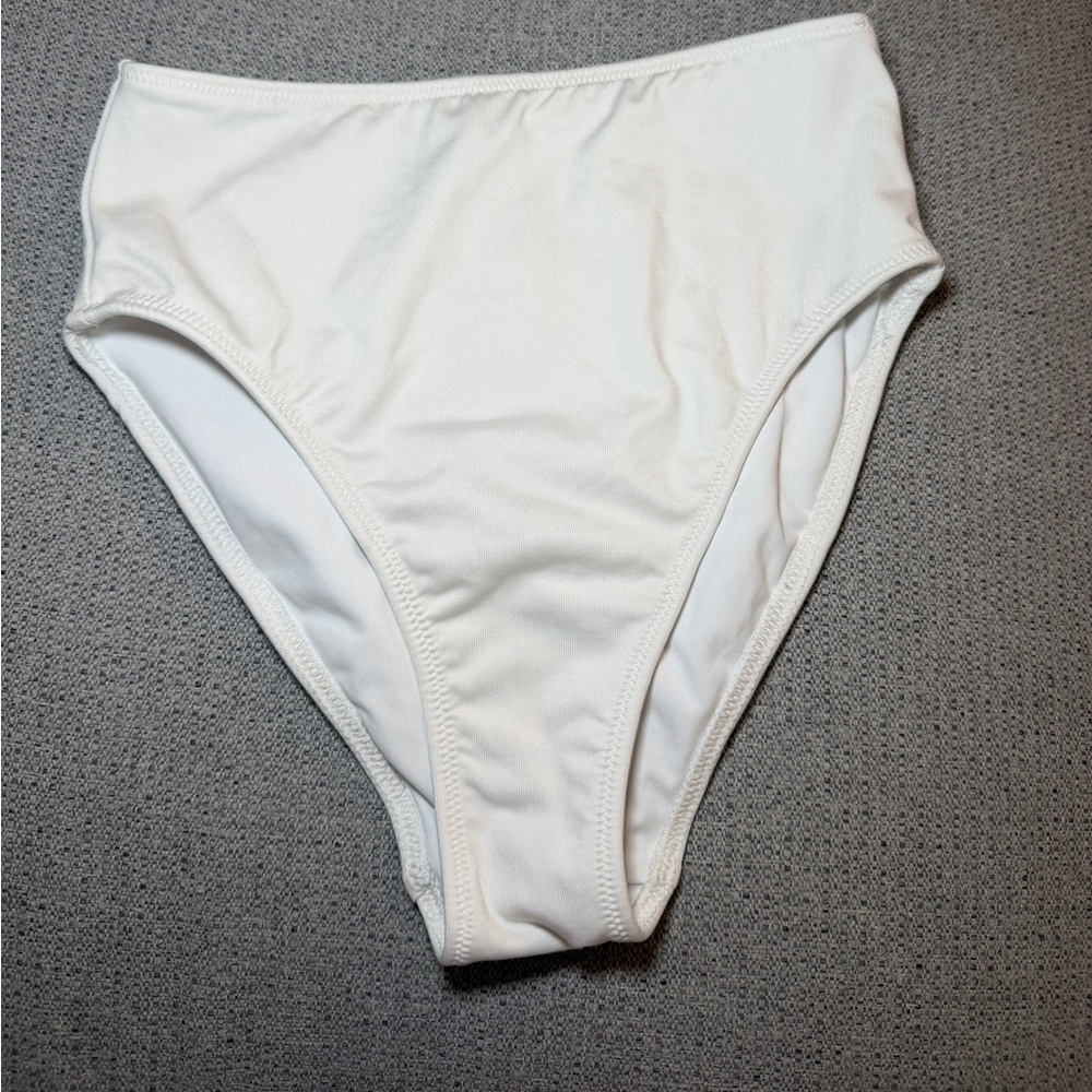 PINK Victoria's Secret White Bikini Bottoms with Metal Logo